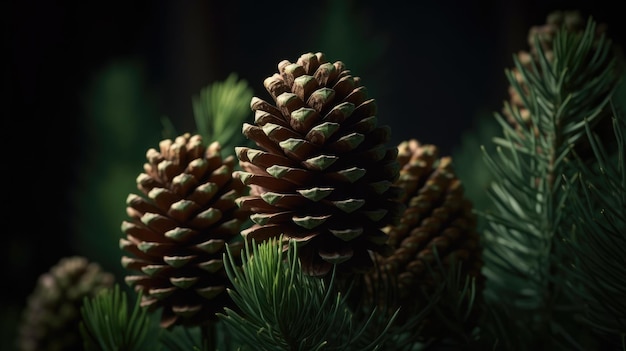 Una pigna è su un albero.