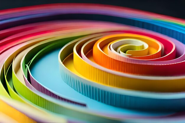 Una pila colorata di anelli colorati arcobaleno con una linea colorata arcobaleno.