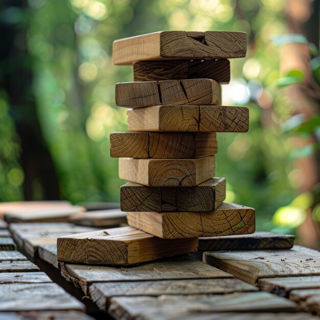 una pila di blocchi di legno con la parola " no " in fondo