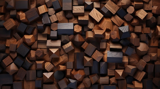 Una pila di blocchi di legno seduti uno sopra l'altro Immagine digitale Sfondo in legno scuro