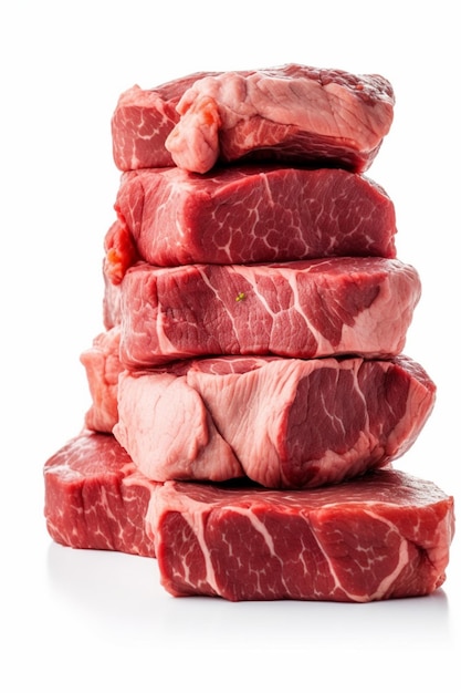 Una pila di carne su uno sfondo bianco