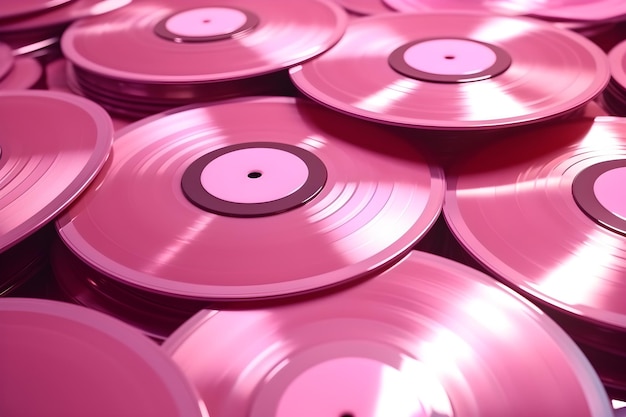 Una pila di dischi in vinile rosa con sopra scritto "rosa".