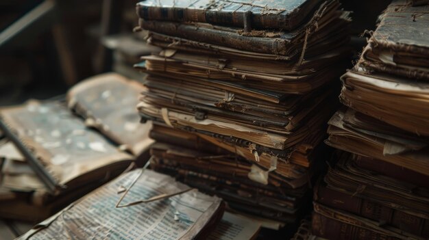 Una pila di libri su un tavolo di legno