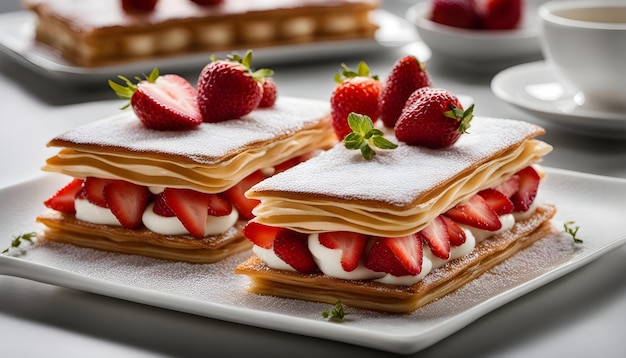 una pila di pancake con fragole e crema di formaggio