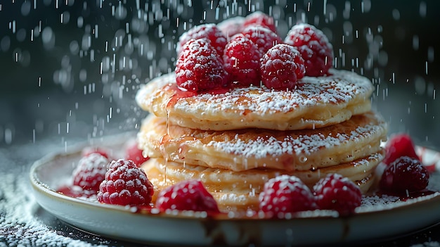 una pila di pancake con fragole