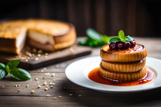 una pila di pancake con marmellata e marmellata sopra.