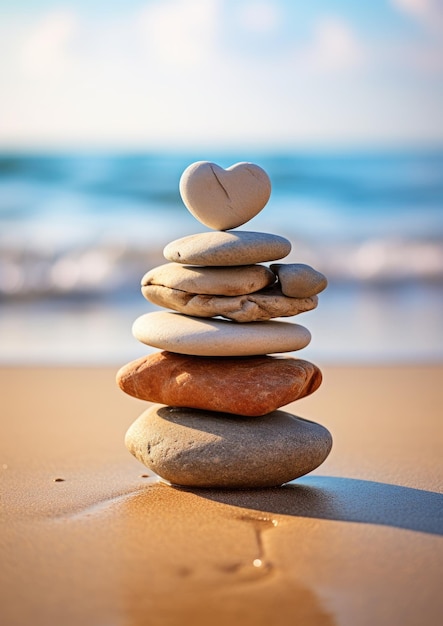 Una pila di rocce su una spiaggia