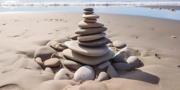 Una pila di rocce sulla spiaggia nel New Jersey.