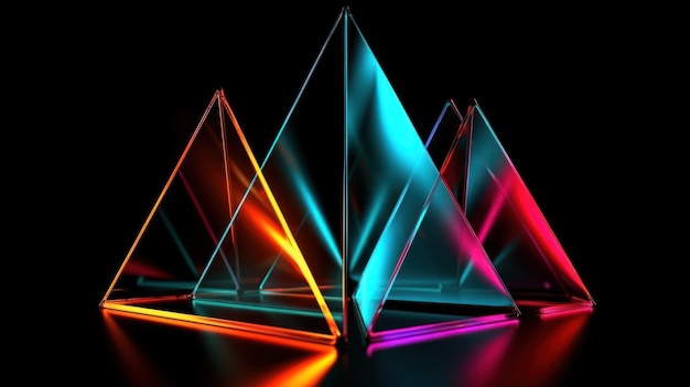 Una piramide al neon con sopra la parola piramide