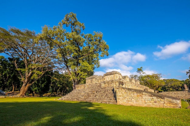 Una piramide nei templi di Copan Ruinas Honduras