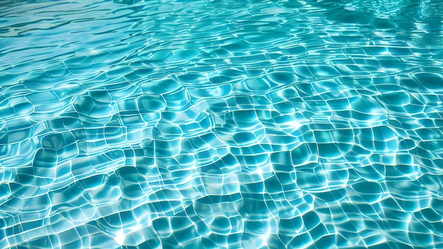 Una piscina blu con acqua sul fondo.