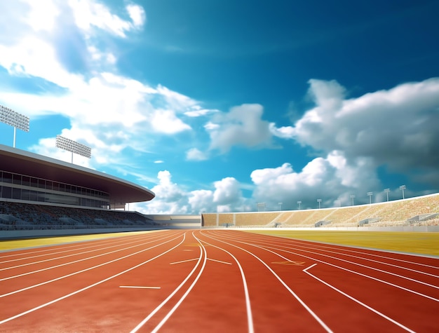 Una pista con un cielo azzurro e uno bianco