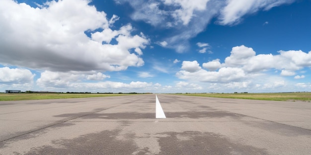 Una pista con un cielo blu e nuvole