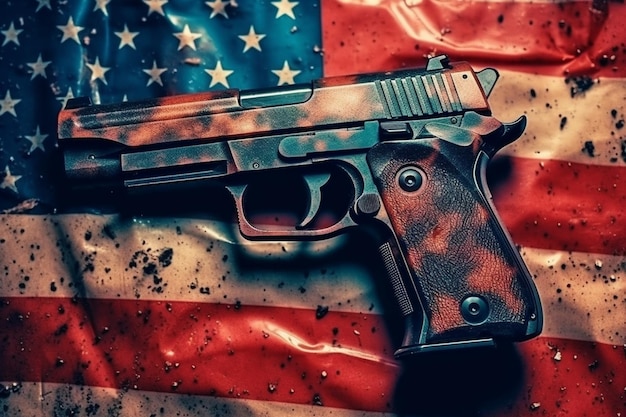 Una pistola con bandiera americana