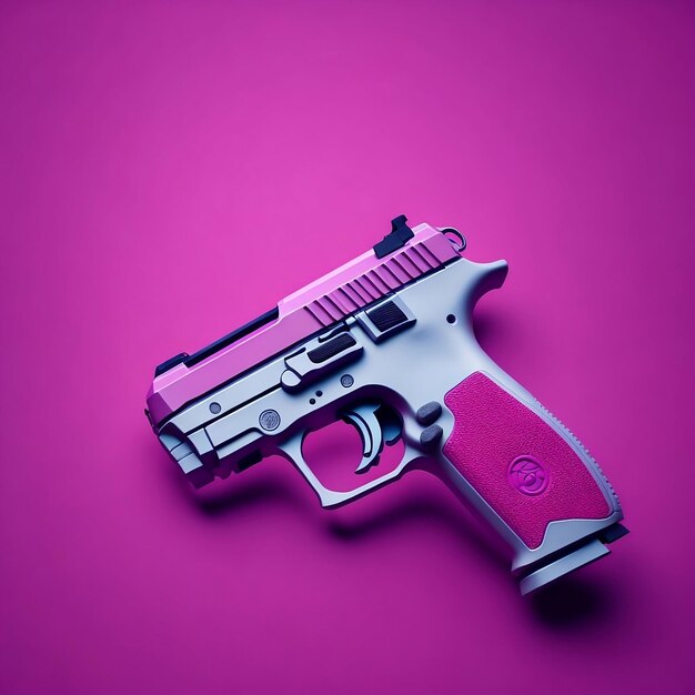 Una pistola rosa e argento con sopra la scritta gun.