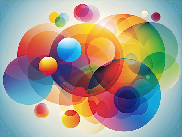 una pittura astratta colorata di cerchi e cerchi con colori diversi