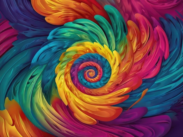 una pittura colorata dell'arcobaleno di una spirale color arcobaleno