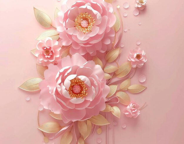 una pittura di fiori rosa con la parola "fiore" in fondo