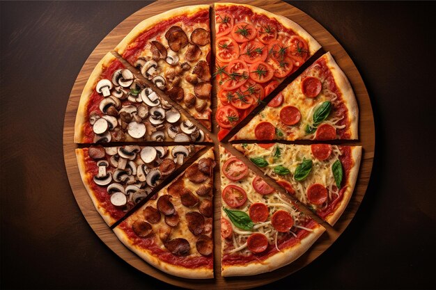 Una pizza con coperture diverse