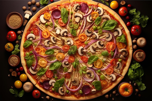 Una pizza con coperture diverse