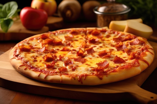 Una pizza con formaggio e peperoni