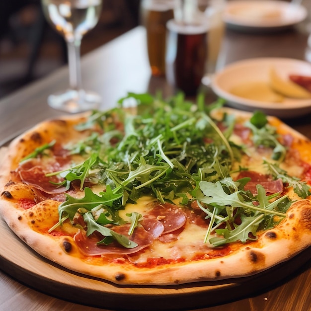 Una pizza con sopra la rucola