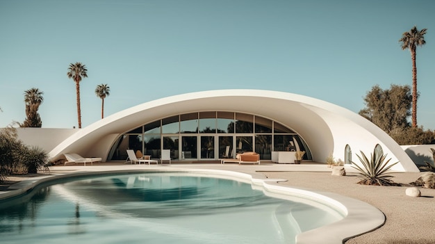 Una pool house con piscina a Palm Springs.