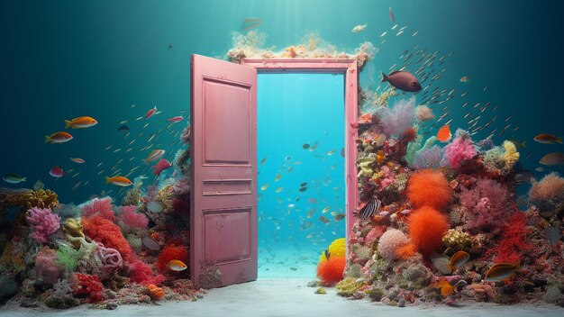 Una porta aperta al colorato mondo sottomarino con barriere coralline e pesci