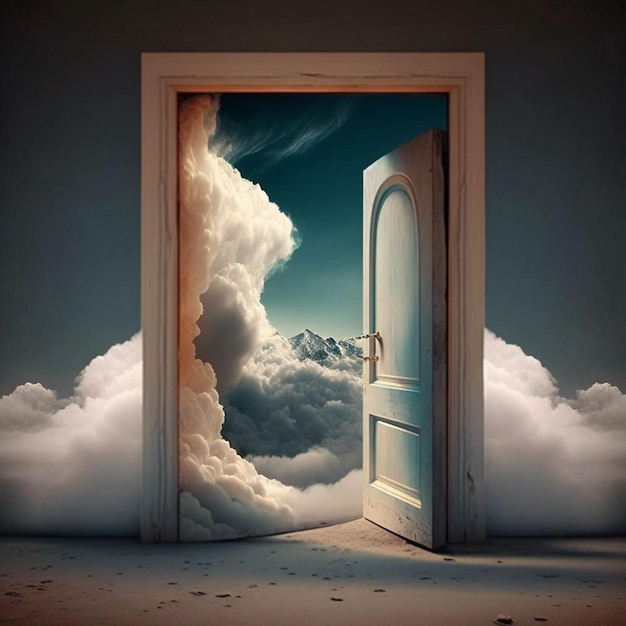 Una porta è aperta alle nuvole e il cielo è una nuvola.