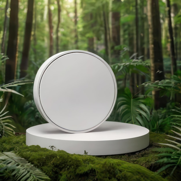 Una pubblicità elegante di un modello di podio bianco di un prodotto cosmetico organico naturale