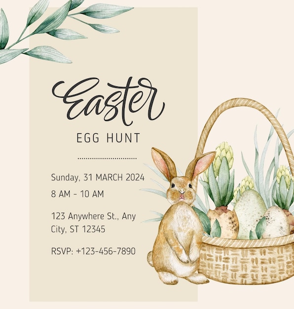 una pubblicità per le uova di Pasqua con un coniglio coniglio sullo sfondo