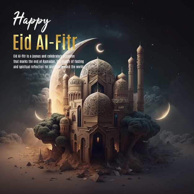 Una pubblicità per un evento chiamato happy eid al - fitr.