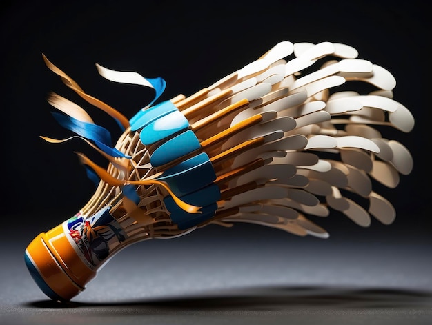 una racchetta da badminton con un mucchio di forchette che ne esce