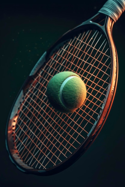 Una racchetta da tennis con sopra una pallina