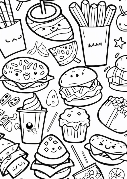 una raccolta di cibi tra cui una tazza di caffè, gelato e una tazzina di caffè