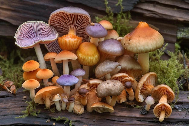 Una raccolta di funghi su un ceppo