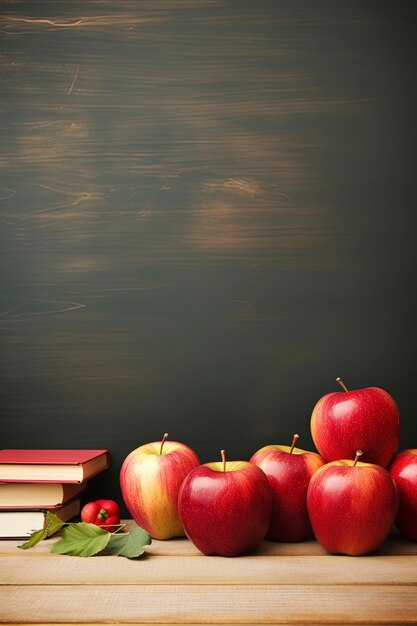 una raccolta di mele e un libro con uno sfondo scuro.