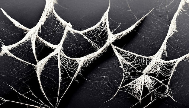 Una raccolta di ragnatele isolate su uno sfondo nero Puntelli di Halloween