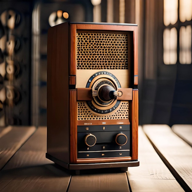 Una radio antiquata con una manopola arrugginita.