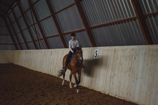 Una ragazza a cavallo in un&#39;arena