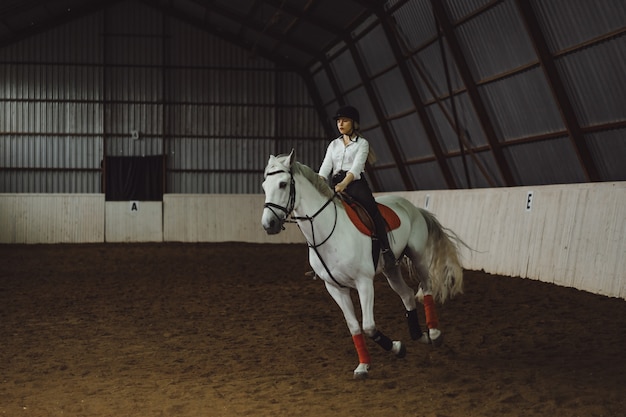 Una ragazza a cavallo in un&#39;arena