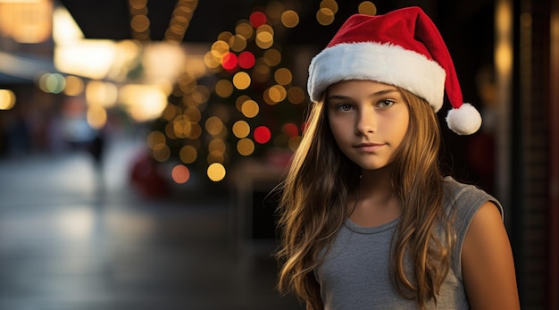 una ragazza che indossa un cappello da Babbo Natale