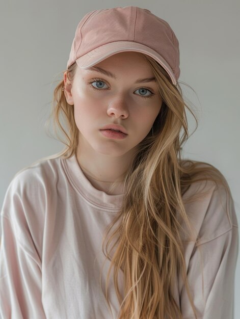 una ragazza che indossa un cappello rosa