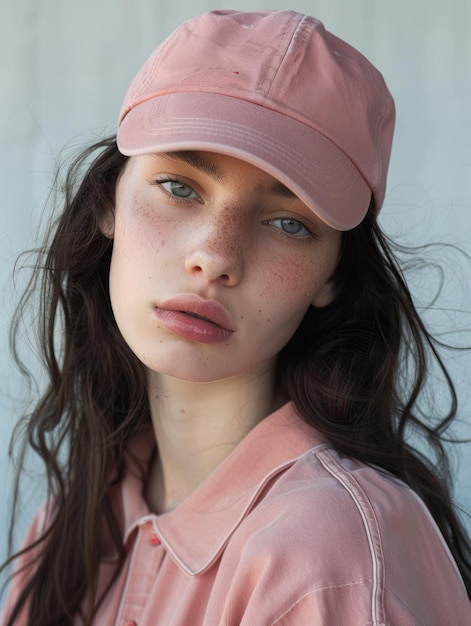 una ragazza che indossa un cappello rosa