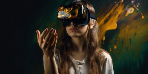 Una ragazza che indossa un visore per la realtà virtuale