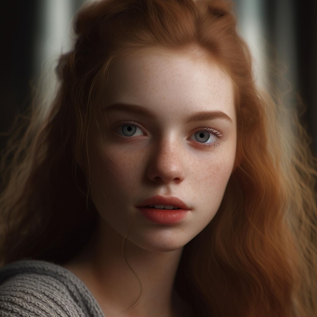 una ragazza con i capelli rossi sta posando per una foto.