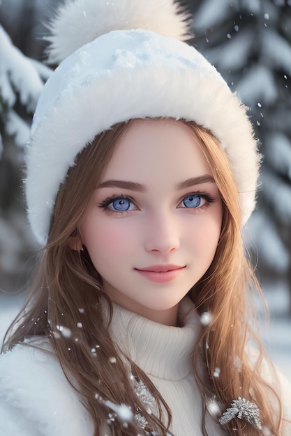 Una ragazza con un cappello bianco