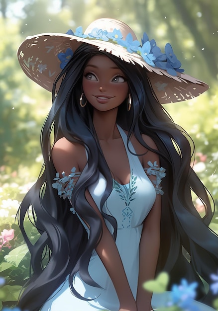 Una ragazza con un cappello con fiori