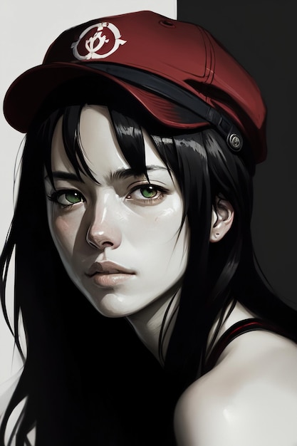 Una ragazza con un cappello rosso e un berretto rosso