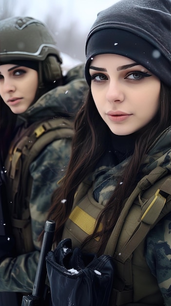 una ragazza con un cappello sulla testa indossa una giacca di camuffamento